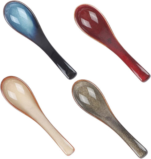 4pcs Japanese Spoon Coffee Decor Silverware Spoons Japandi Decor Dessert Spoons Oatmeal Spoons Condiments Spoon Creative Porridge Spoons Porridge ...