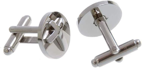 Cross Round Raised Pair Cufflinks in a Presentation Gift Box & Polishing Cloth...