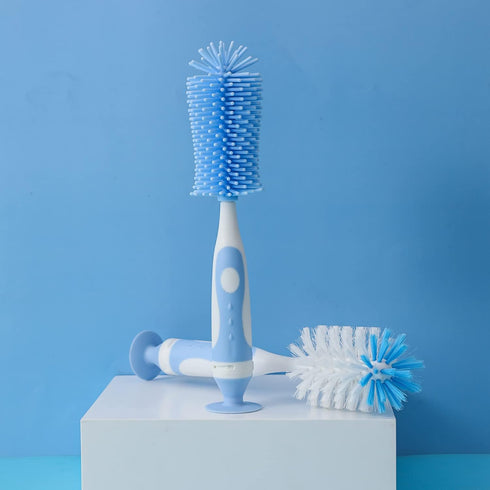 Multifunctional Cleaning Brush, Baby Bottle Brush, Bottle Brush Cleaner (Rotate The suction cup to obtain The small bristle brushes) Set Z, Blue, ...