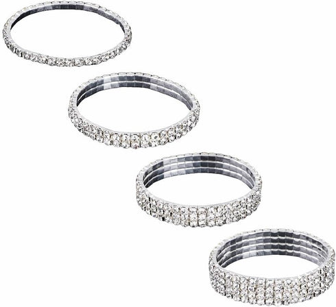 4Pcs Sparkling Rhinestone Tennis Bracelet Set for Women Trendy Elastic Rhinestone Crystal Stretch Bracelet Stackable Jewelry...