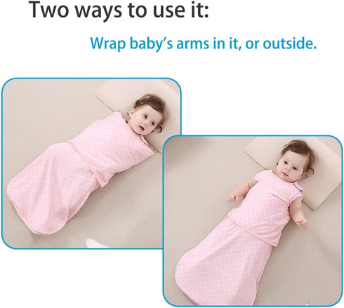 Swaddle Sack for Baby Babies 3-Ways Adjustable Swaddling Sleeping Bag Cotton Wearable Blanket for Newborn Boys and Girls (Pink, 6-12 Months)...