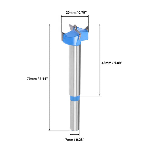 uxcell Forstner Drill Bits 20mm (25/32"), Tungsten Carbide Wood Hole Saw Auger Opener, Woodworking Hinge Hole Drilling Boring Bit Cutter (Blue, Gr...