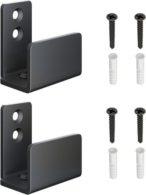 SMARTSTANDARD 2 Pack Adjustable U Shape Barn Door Floor Guides, Wall Mounted Flexible Flush Bottom Guide, Sturdy Steel Material, Black...
