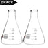 stonylab (2 Pack) 100 ml Narrow Mouth Erlenmeyer Glass Flasks with Heavy Duty Rim (100ml Fits with stonylab 5# Rubber Stopper)...