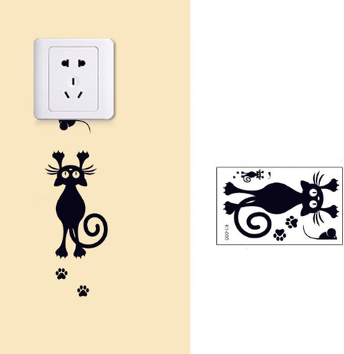 Removable Switch Sticker, 5 Pcs Cute Cartoon Black Cats Wall Sticker, Light Switch Decor Decals, Family DIY Decor Art Car Stickers Home Decor Wall...