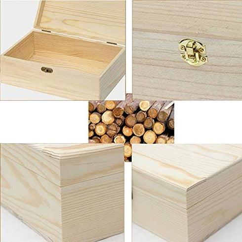 Zhou Pine Wood Storage Box - Natural DIY Accessories Set with Hinged Lid and Front Buckle, Perfect for Art Lovers and Family Collections...