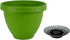 The HC Companies 10 Inch Rings Planter with Self Watering Disk - Lightweight Indoor Outdoor Plastic Plant Pot for Herbs and Flowers, Green...