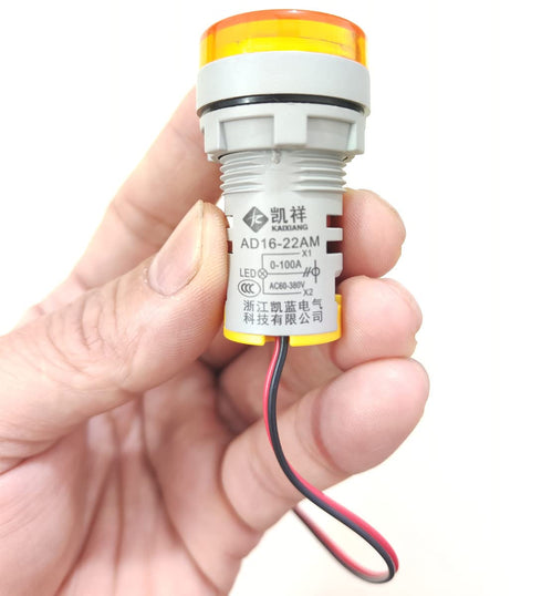 3pcs Digital Display AC Current Indicator, 22mm Round Head LED Current Tester 0~100A Ammeter Monitor (Yellow)...