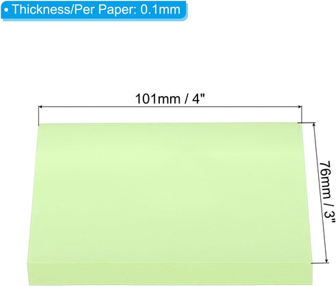 PATIKIL 4 x 3 Inch Sticky Notes, 6 Pack Self-Stick Note Pads Bright Color 100 Sheets/Pad Adhesive Memo Post for Home Office Business, Green...
