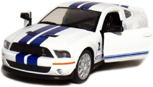 5" 2007 Shelby GT500 1:38 Scale (White/Blue Stripes) by Kinsmart...