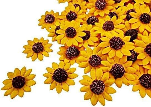 Sunflowers Heads Mulberry Paper Flower Yellow Sunflower with Brown Centre Miniature Flowers DIY Crafts Projects Scrapbooking Embellishments Weddin...
