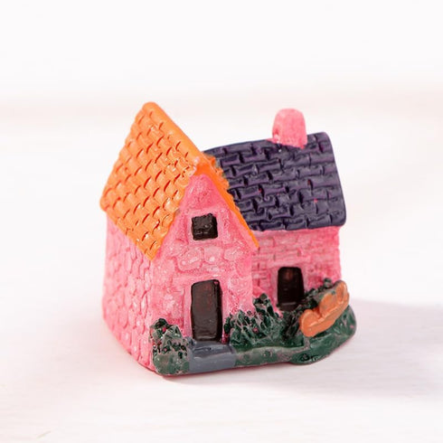 Pink European Country House Garden Miniature Accessories, Garden Kit, Garden Animals, Resin Miniature Figurines Dollhouse Accessories Micro Landsc...