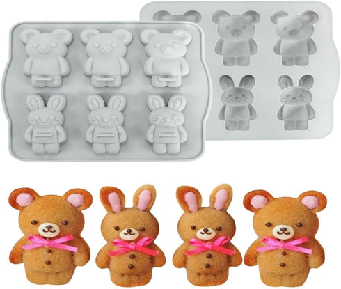 Candy Animal Silicone Mold Rabbit Bear Shape Chocolate Soap Cake Decorating DIY Kitchenware Bakeware Ice Mold Baking Tools (Rabbit Bear R_7.92 X7 ...