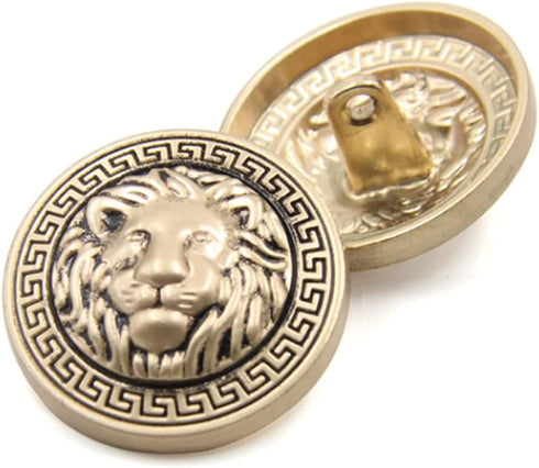 10 Pieces Vintage Antique Metal Blazer Button Set - 3D Lion Head - for Blazer, Suits, Sport Coat, (20mm, Gold)...