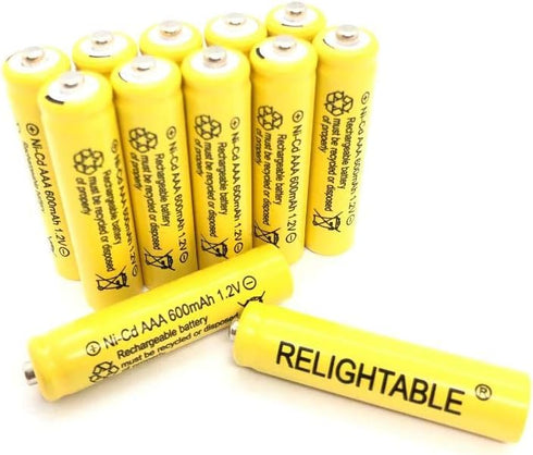 AAA Size NiCd AAA 600mAh 1.2V Rechargeable Batteries for Solar Lamp Solar Light (12-PCS AAA 600mAh Yellow)...