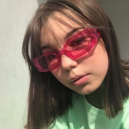 FEISEDY Retro Rectangle Sunglasses Women Men Vintage 90s Small Glasses Thick Narrow Fashion Y2K Plastic Glasses B2462...