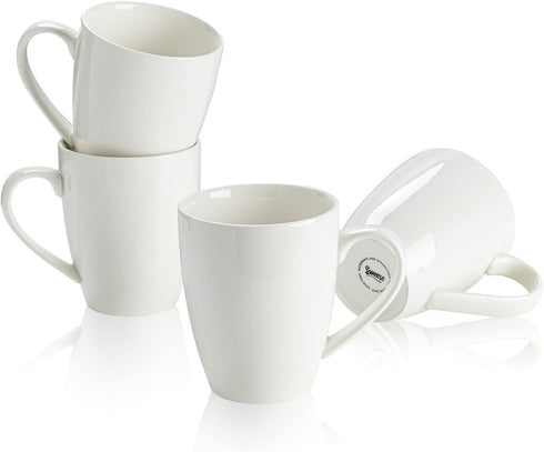 Sweese Porcelain Coffee Mugs - 16 Ounce (Top to the Rim) for Coffee, Latte, Tea, Cocoa, Set of 4, White...