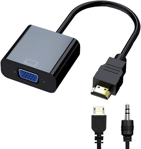 HDMI to VGA Adapter, HDMI to VGA Converter Gold-Plated Interface with Audio/Power Interface and Cable, Compatible with Computer, Laptop, Monitor, ...