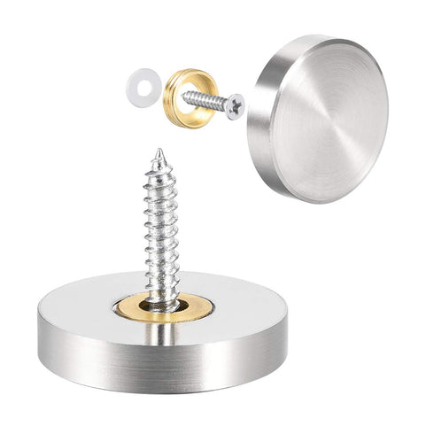 uxcell Mirror Screws Decorative Caps Cover Nails Brushed Stainless Steel 25mm 4pcs...