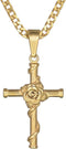Jude Jewelers Stainless Steel Rose Flower Christian Cross Pendant Necklace...