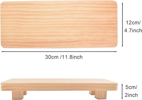Pine Wood Riser for Home Decor, Small Plant Stands, Decorative Wood Risers, Wood Pedestal Stand, Rustic Wooden Trays for Kitchen Counters (11.8x4....