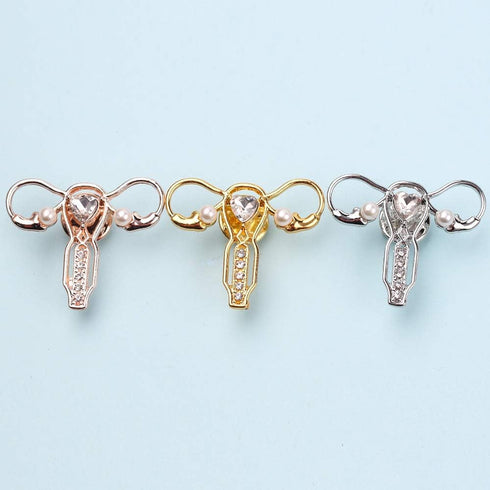 3 Pics Personality Human Body Organ Uterus Rhinestones Brooch Pin Doctor Nurse Clothing Jacket Jewery Gift...