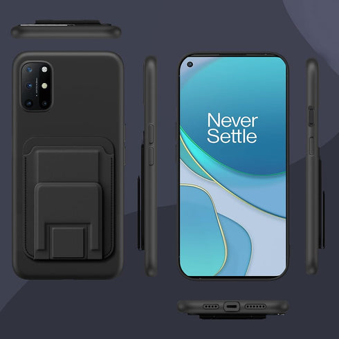 Case for Oneplus 8T 5G Phone Case with Tempered Glass Screen Protector, Folding Kickstand/Stand Wallet Case Card Holder/ Slots Silicone TPU Shockp...