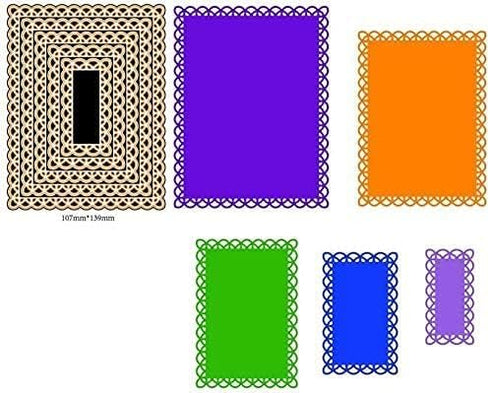 Nested Stitched Scallop Rectangle Frame Cutting Dies, Metal Cutting Dies Stencils DIY Etched Dies Craft Paper Card Making Scrapbooking Embossing 1...
