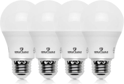 Great Eagle A19 LED Light Bulb, 9W (60W Equivalent), UL Listed, 2700K Warm White, dimmable, Standard Replacement (4 Pack)...