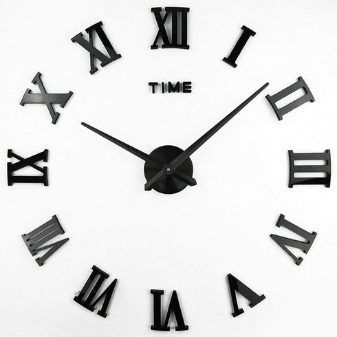 Timelike 3D DIY Wall Clock, 1M Modern Frameless Large 3D DIY Wall Clock Kit Decoration Home for Living Room Bedroom (Black-Black)...