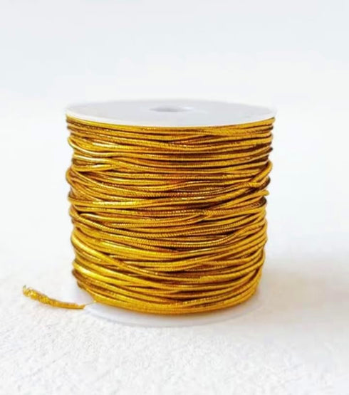Elastic Cords Stretch Cord Ribbon Metallic Tinsel Cord Rope for Craft Making Gift Wrapping 1 mm 20 Yards (Gold)...