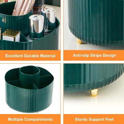 Makeup Organizer for Vanity, 360° Rotating Makeup Organizer, Large Capacity Cosmetic Display Case, Cosmetic Organizer with Brush Holder for Lotion...