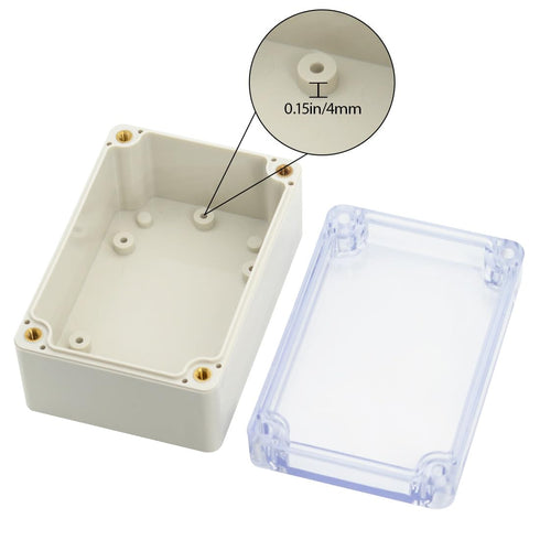 LeMotech ABS Plastic Junction Box Dustproof Waterproof IP65 Electrical Enclosure Box Universal Project Enclosure Grey with PC Transparent Clear Co...
