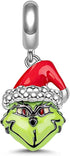 925 Sterling Silver Charms for Bracelets Necklaces Green Monster Christmas Hat Dangle Pendants Beads, Charms Jewelry Gift for Women...