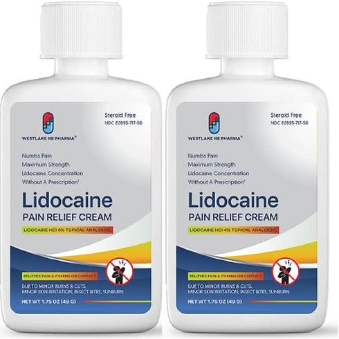 Westlake Lidocaine 4% Muscle & Joint Pain Relief Numbing Cream | Maximum OTC Strength | 2 Pack...