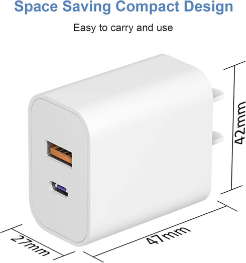 USB C Wall Charger Block, 2-Pack Dual Port PD Power Adapter Fast Charging Block Compatible with iPhone 15/15 Pro/15 Pro Max/15 Plus/14/13/12/11, X...