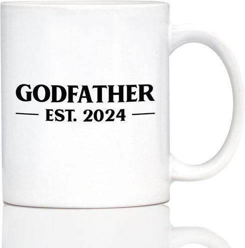 Godfather Est 2024 - New Godfather Coffee Mug Proposal Gift for First Time Godparents - Bold - 11oz White Ceramic Mug...