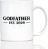 Godfather Est 2024 - New Godfather Coffee Mug Proposal Gift for First Time Godparents - Bold - 11oz White Ceramic Mug...