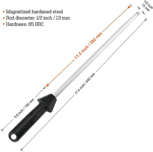 (a brand of SHARPAL) 108S 17.5-Inch/Rod L. 12-Inch Sharpening Steel Knife Sharpener Rod with Built-in Angle Guides Kitchen Knives Honer Knife Stee...