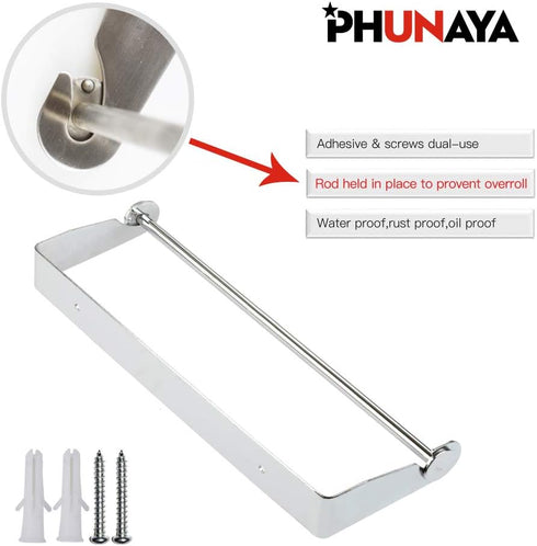 Under Cabinet Paper Towel Holder Wall Mount for Home Kitchen,Stainless Steel for Large Rolls-Chrome...