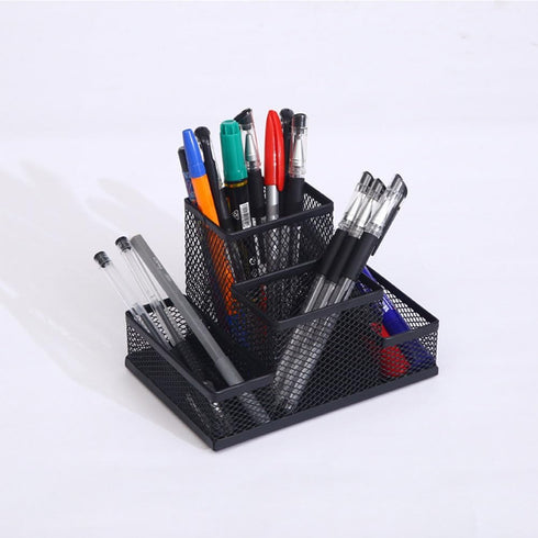 Desk Organizer Desktop Mesh Pen Pencil Holder Caddy with 4 Compartments, Office Home School Classroom Accessories Cool Supplies...