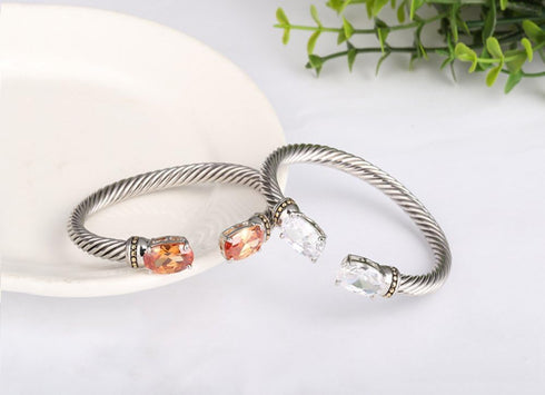 UNY Stainless Steel Cuff Bangles Crystal Mosaic Bracelet Bangle for Women Fashion Jewelry BR75854...
