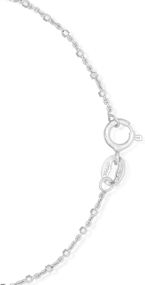 SEA OF ICE 925 Sterling Silver 1mm Diamond-Cut Alternate Bead Rolo Chain Anklet For Women, Size 9", 10" and 11"...