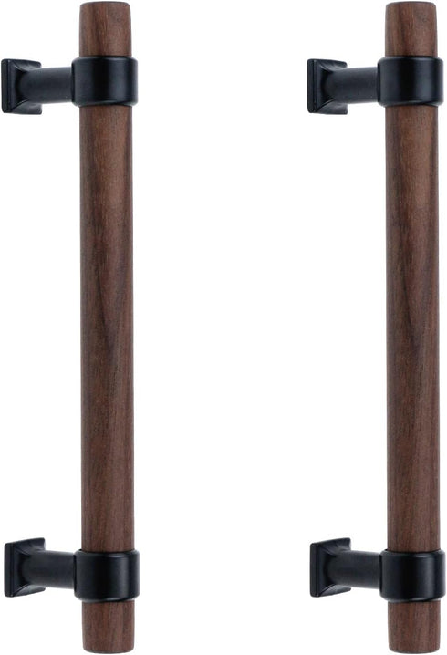 Antrader 4-Pack Drawer Pulls,Hole Centers 128mm/5.04" Walnut Wood Kitchen/Wardrobe/Cabinet Hardware Pull Handle with Screw,6.57" Total Length...