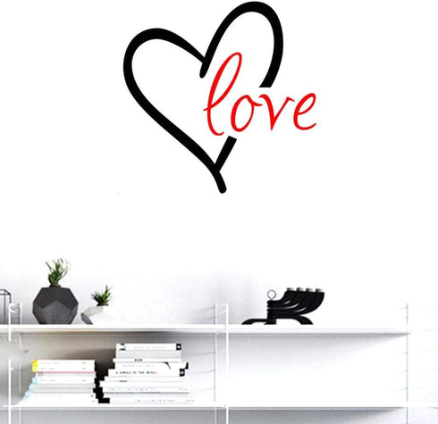 BIBITIME 16.93" x 16.93" Black Heart Red Love Wall Decal Valentine's Day Vinyl Sticker for Baby Infants Toddlers Nursery Bedroom Children Kids Roo...