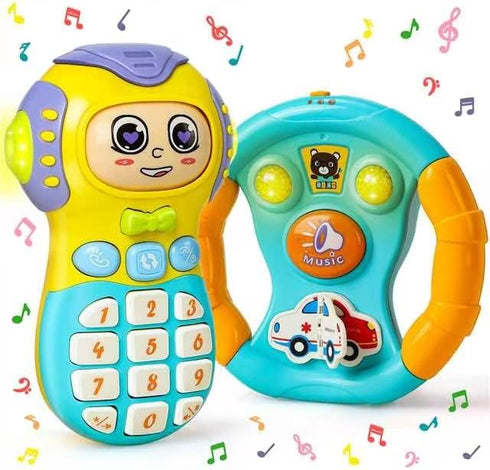 TOY Life Baby Cell Phone Toys for Toddlers 1-3, Play Phone for Toddler, Kids Steering Wheel Toy, Infant Toys 6-12 Months, Baby Boy Light Up Musica...