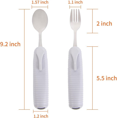 Adaptive Utensils Set, Angle Adjustable Arthritis Aid Silverware for Parkinsons, Hand Tremors, with Non-Slip Easy Grip Handle (4 Count (2 Spoon + ...