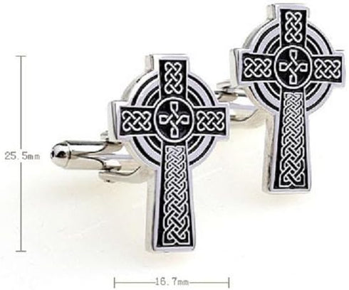 Celtic Cross Irish Ireland Pair Cufflinks in a Presentation Gift Box & Polishing Cloth...