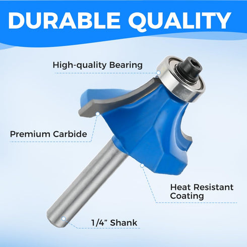 Yetaha 7Pcs 1/4 Inch Shank Roundover Edging Router Bit Set, Carbide Corner Rounding Edge Forming Router Bit, Woodworking Milling Tools, 1/8", 5/32...