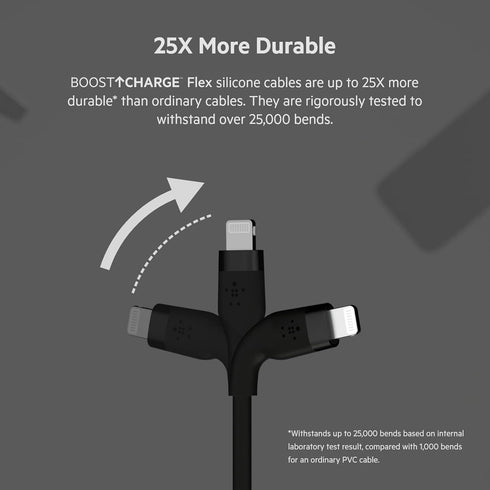 Belkin BoostCharge Flex Silicone USB Type A to Lightning Cable (2M/6.6FT), MFi Certified Charging Cable for iPhone 13, 12, 11, Pro, Max, Mini, SE,...
